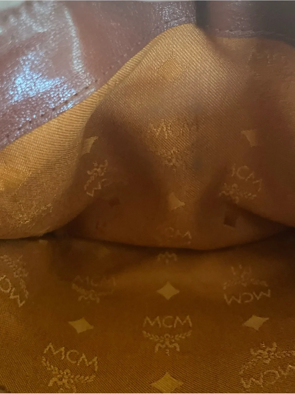 MCM Cognac Visetos Monogram Satchel with Brown Leather Handles